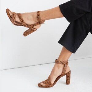 Madewell Brown Liv Leopard Calf Hair Sandals - size 8.5